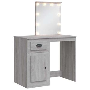 vidaXL Coiffeuse avec lumi&egrave;res LED sonoma gris 90x42x132,5 cm