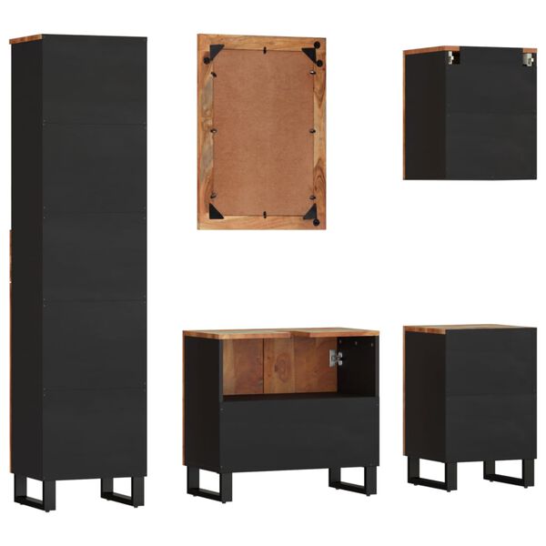 vidaXL Ensemble de meubles de salle de bain 5 pcs bois massif r&eacute;cup&eacute;r&eacute;