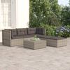 vidaXL Salon de jardin 5 pcs avec coussins Gris R&eacute;sine tress&eacute;e