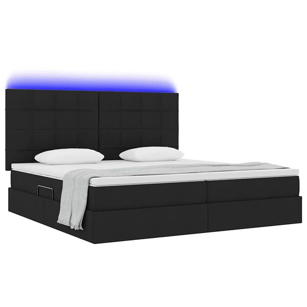 vidaXL Lit avec rangement et LED avec LED Noir 200 x 200 cm Polyester