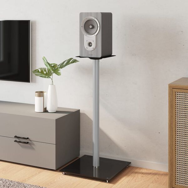 vidaXL Supports de haut-parleurs 2 pcs noir et argenté 1 pilier