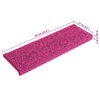 vidaXL Tapis d'escalier 15 pi&egrave;ces 65 x 21 x 4 cm Rose Bord rectangulaire