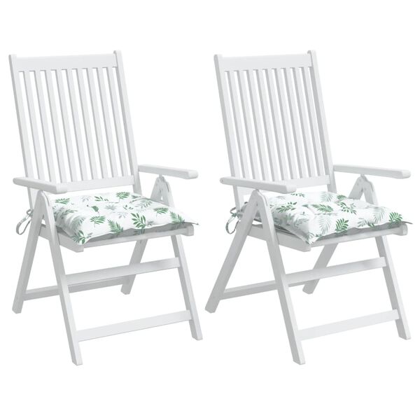 vidaXL Coussins de chaise lot de 2 &agrave; motif de feuilles 40x40x7 cm