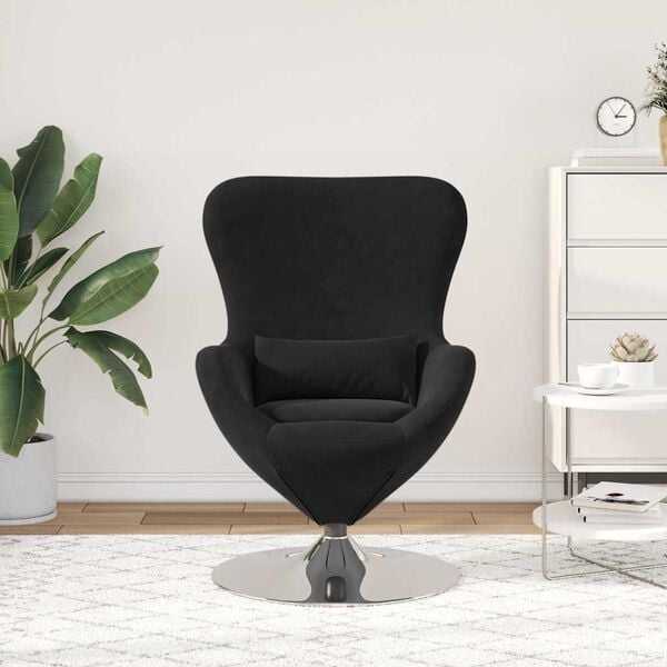 vidaXL Fauteuil œuf Noir 63 x 73 x 90 cm Velours