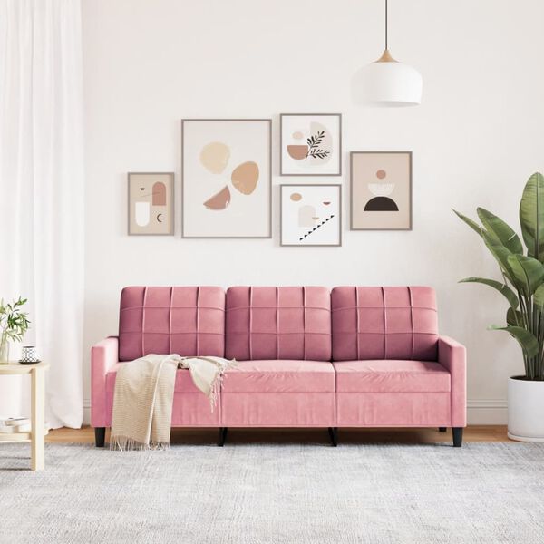 vidaXL Canap&eacute; &agrave; 3 places Rose 180 cm Velours