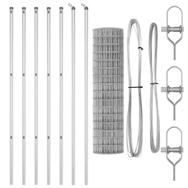 vidaXL Cl&ocirc;ture avec poteau Argent&eacute; 1,2 x 10 m Acier et PVC