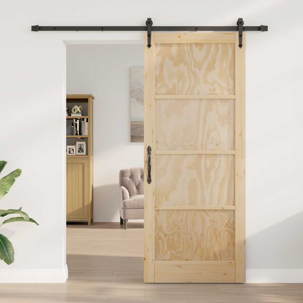 vidaXL Porte coulissante ORKDAL Naturel et Noir 86 x 211 cm Pin massif