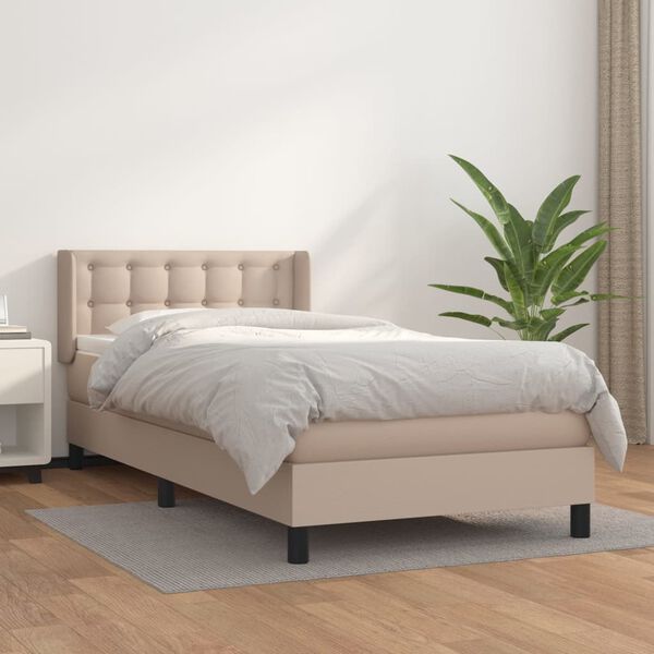 vidaXL Sommier &agrave; lattes de lit avec matelas Cappuccino 90x190 cm