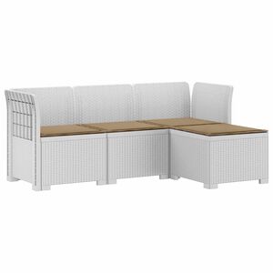 vidaXL Canap&eacute; de jardin 4 places avec coussins style rotin PP Blanc