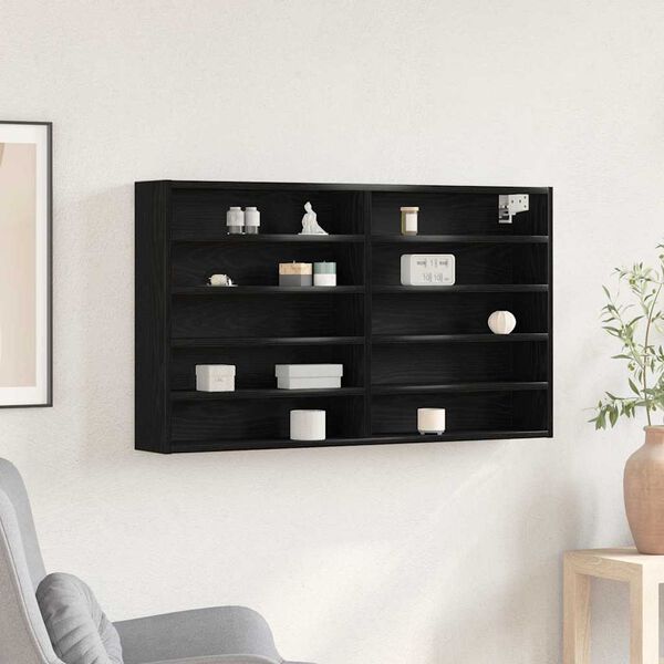 vidaXL Vitrine Ch&ecirc;ne noir 100 x 15 x 58 cm Bois d'ing&eacute;nierie