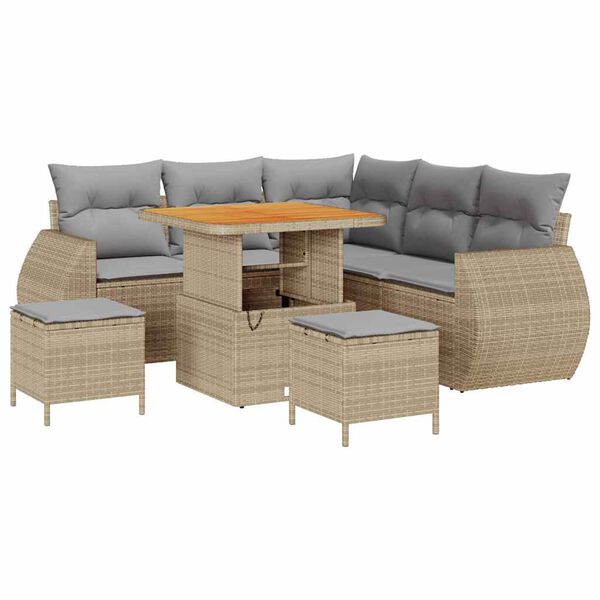 vidaXL Ensemble de canap&eacute; de jardin 8 pcs Beige et Gris clair