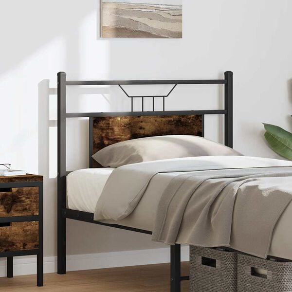 vidaXL Tête de lit chêne fumé 75 cm bois d'ingénierie et acier