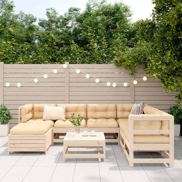 vidaXL Salon de jardin 8 pcs bois de pin massif