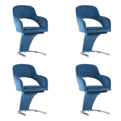 3056582 vidaXL Dining Chairs 4 pcs Blue Velvet (2x287775)