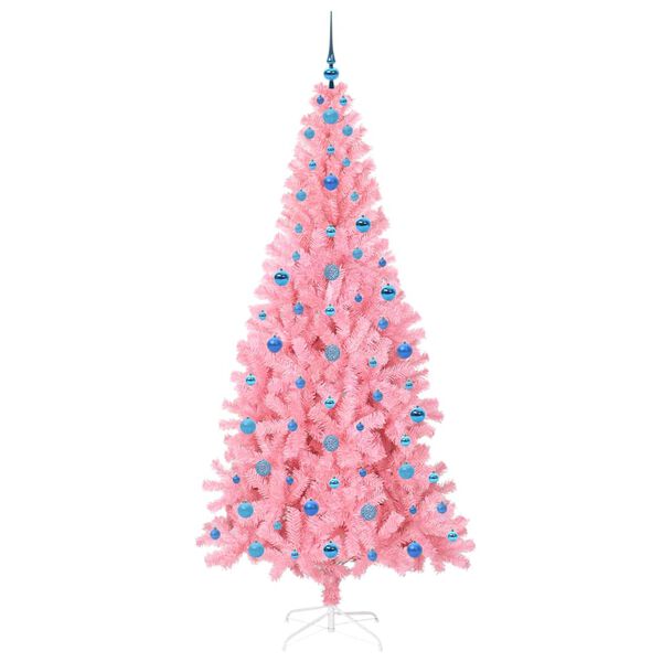 vidaXL Sapin de No&euml;l avec 300 LED avec support Rose 210 cm PVC