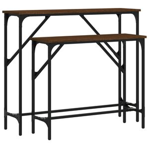 vidaXL Tables console 2 pcs ch&ecirc;ne marron bois d'ing&eacute;nierie