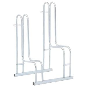 vidaXL Support de v&eacute;lo au sol autoportant pour 2 v&eacute;los acier galvanis&eacute;