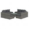 vidaXL Salon de jardin 9 pcs avec coussins R&eacute;sine tress&eacute;e Gris