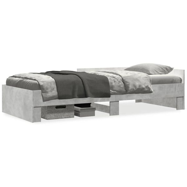 vidaXL Cadre de lit sans matelas gris b&eacute;ton 100x200 cm bois ing&eacute;nierie