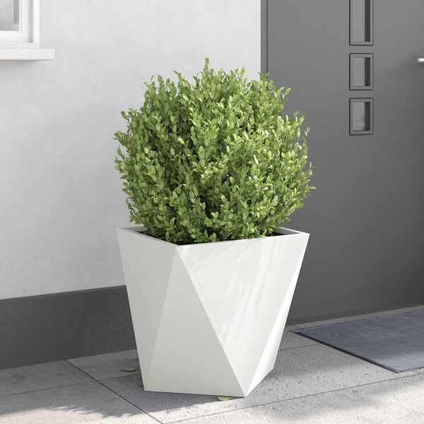 vidaXL Jardini&egrave;re 2 pcs Blanc 50 x 50 x 50 cm Acier