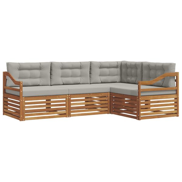 vidaXL Ensemble de canap&eacute;s d'ext&eacute;rieur 4 pcs Gris Naturel et Clair