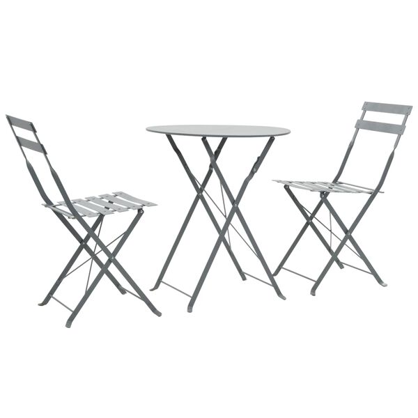 vidaXL Mobilier de bistro 3 pcs Acier Gris