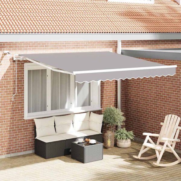 vidaXL Auvent R&eacute;tractable Gris clair 300 x 250 cm Polyester et m&eacute;tal
