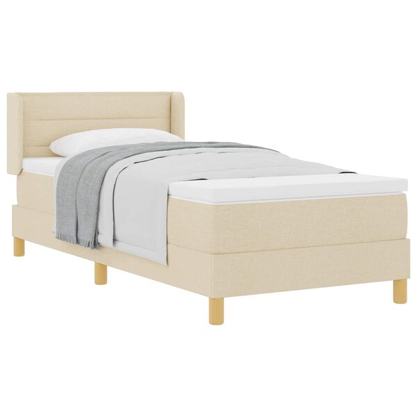 vidaXL Lit &agrave; ressorts avec matelas Cr&egrave;me 200 x 80 cm Polyester