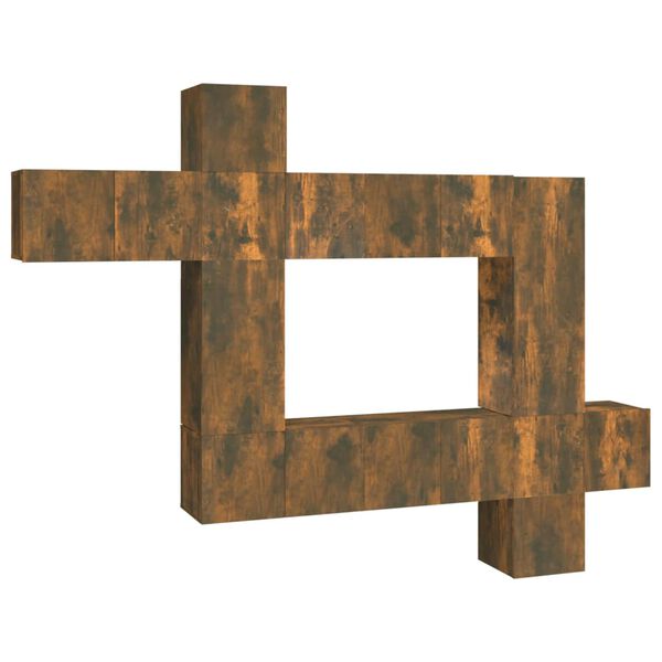 vidaXL Ensemble de meubles TV 10 pcs Ch&ecirc;ne fum&eacute; Bois d'ing&eacute;nierie