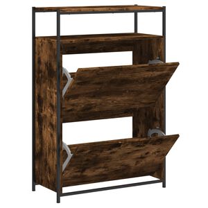 vidaXL Armoire &agrave; chaussures ch&ecirc;ne fum&eacute; 75x34x112 cm bois d'ing&eacute;nierie