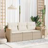 vidaXL Salon de jardin avec coussins 3 pcs beige r&eacute;sine tress&eacute;e