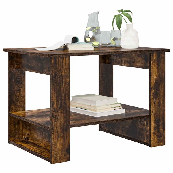 vidaXL Table basse Ch&ecirc;ne fum&eacute; 72 x 50 x 50 cm Bois d'ing&eacute;nierie