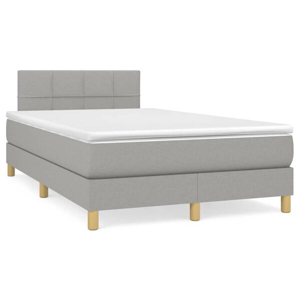 vidaXL Sommier &agrave; lattes de lit et matelas gris clair 120x190 cm tissu