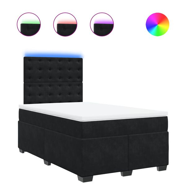 vidaXL Sommier &agrave; lattes de lit avec matelas Noir 120x200 cm Velours