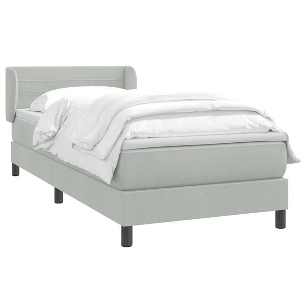 vidaXL Sommier &agrave; lattes de lit et matelas gris clair 80x220 cm velours