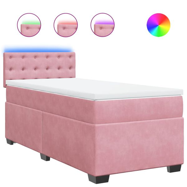 vidaXL Sommier à lattes de lit avec matelas Rose 100x200 cm Velours