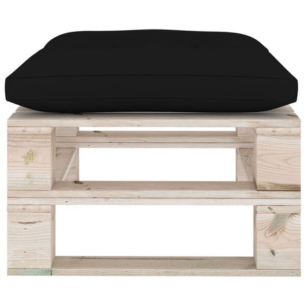 vidaXL Repose-pied palette de jardin avec coussin noir Bois de pin