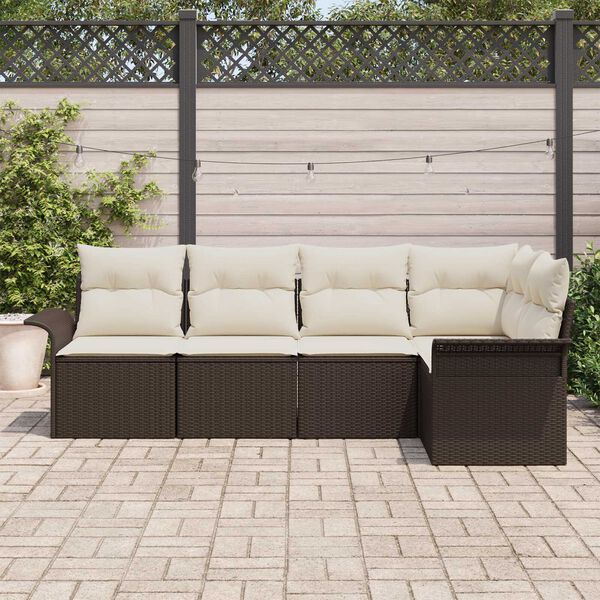 vidaXL Ensemble de canap&eacute; de jardin 5 pcs Marron polyrotin