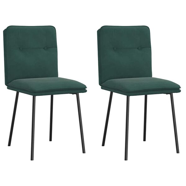 vidaXL Chaises &agrave; manger lot de 2 Vert fonc&eacute; Velours