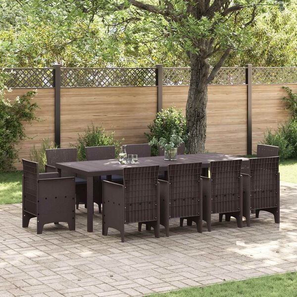 vidaXL Ensemble de salle &agrave; manger pour jardin 11 pcs Marron
