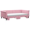 vidaXL Lit de jour avec lit gigogne et matelas rose 100x200 cm velours