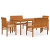 vidaXL Ensemble &agrave; manger d'ext&eacute;rieur 5 pcs et coussins Acacia solide