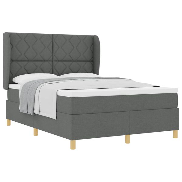 vidaXL Lit &agrave; ressorts avec matelas gris fonc&eacute; 90x190 cm Gris fonc&eacute;