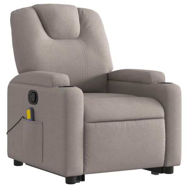 vidaXL Fauteuil inclinable de massage Taupe Tissu