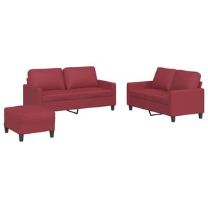 vidaXL Ensemble de canap&eacute;s 3 pcs et coussins Rouge bordeaux Similicuir