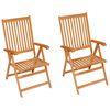 vidaXL Chaises de jardin lot de 2 et coussins bleu royal Teck massif
