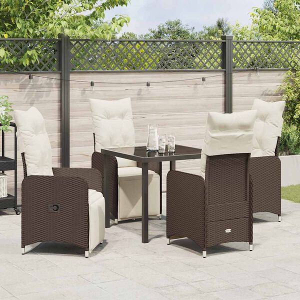 vidaXL Ensemble de salle &agrave; manger pour jardin 5 pcs Marron Poly rotin