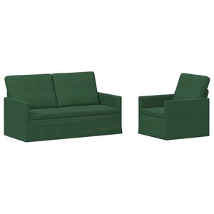 vidaXL Ensemble de Canap&eacute;s 2 pcs Vert Jungle Tissu en velours c&ocirc;tel&eacute;