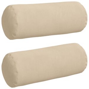 vidaXL Coussins d'accent 2 pcs Cr&egrave;me &Oslash; 15 x 40 cm Tissu en microfibre