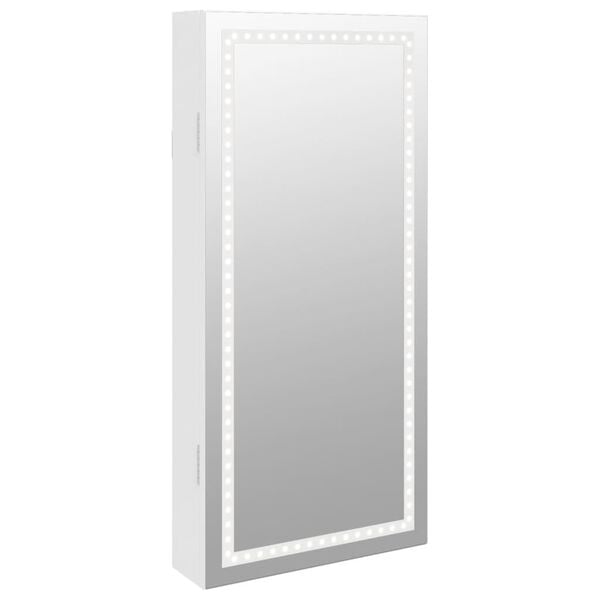 vidaXL Armoire &agrave; bijoux avec miroir et &eacute;clairage LED mural blanc